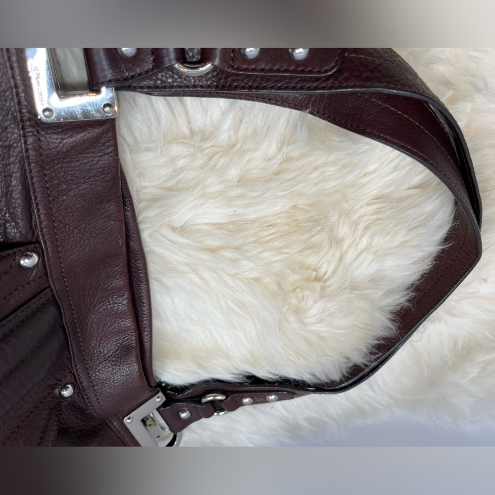 B Makowsky  Merlot Leather Genuine Leather Double Straps/ Shoulder bag/ - Picture 16 of 17